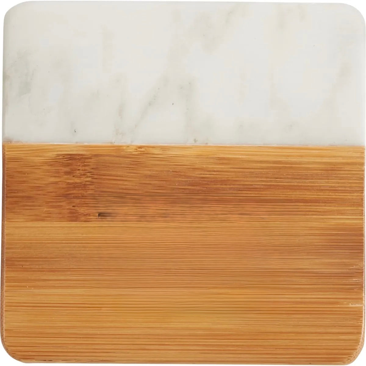 Marble and Bamboo Coaster Set