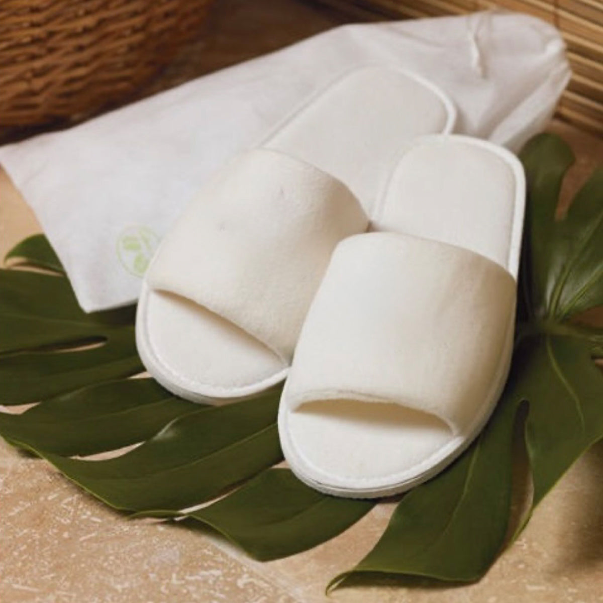 Open Toe Velour Slippers