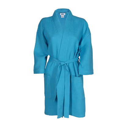 Thigh Length Waffle Weave Kimono Robe