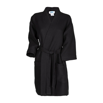 Thigh Length Waffle Weave Kimono Robe