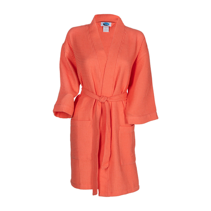 Thigh Length Waffle Weave Kimono Robe