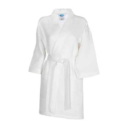Thigh Length Waffle Weave Kimono Robe