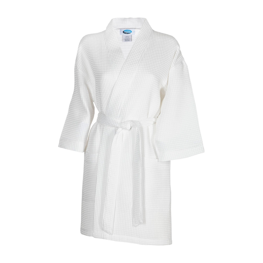 Thigh Length Waffle Weave Kimono Robe